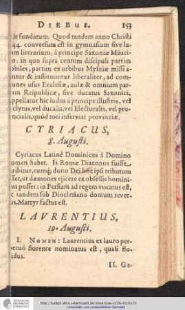 Laurentius, 10. Augusti.