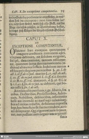 Caput X. De Exceptione Competentiae