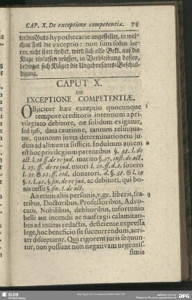 Caput X. De Exceptione Competentiae