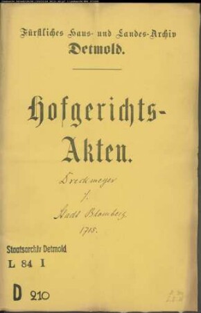 Dreckmeier, Dr. med., Erben gegen Stadt Blomberg - Schuldforderung