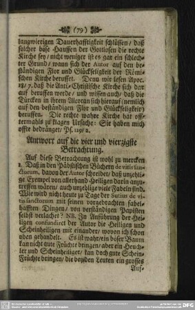 Antwort auf die vier und vierzigste Betrachtung