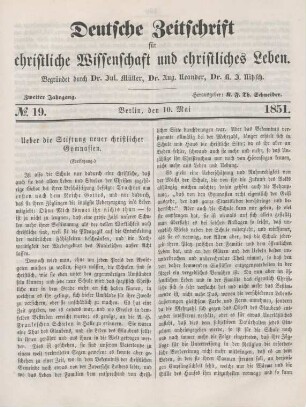 149-156 Ueber die Stiftung neuer christlicher Gymnasien : Fortsetzung