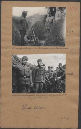 Minenwerfer in Stellung in einem Schützengraben an der Karpathenfornt