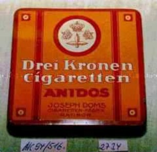 Blechdose für 20 Stück "Drei Kronen Cigaretten (JOSEPH DOMS"