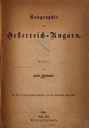 Geographie von Oesterreich-Ungarn