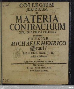 Disputationes XIV de materia contractuum