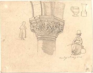 Neureuther, Gottfried von; Venedig (Italien); Studienzeichnung - Personen, Kapitel, Gefäßformen (Ansichten)
