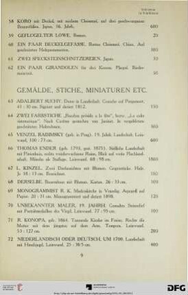 Gemälde, Stiche, Miniaturen etc. (Nr. 63-94)