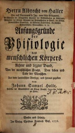 Anfangsgründe der Phisiologie des menschlichen Körpers, 8