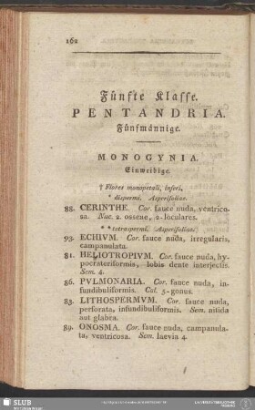 Fünfte Klasse. Pentandria. Fünfmännige