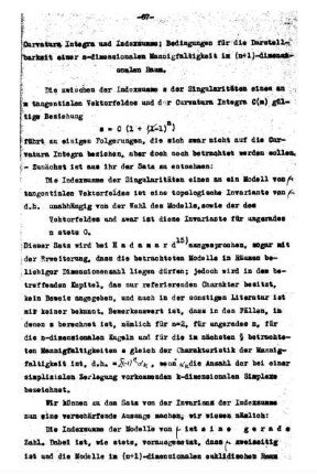 § 8. Curvatura Integra und Indexsumme; Bedingungen für die Darstellbarkeit einer n-dimensionalen Mannigfaltigkeit in (n+1)-dimensionalen Raum.
