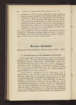 Zweiter Abschnitt. Dresdener Elbschiffahrts-Kommission. 1819-1821.