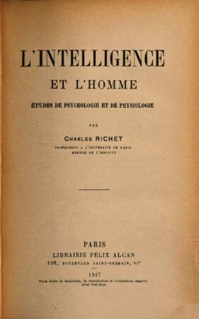 L' intelligence et l'homme : études de psychologie