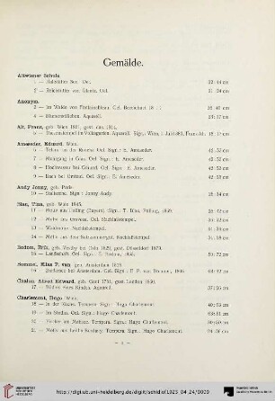 Gemälde (Nr. 1-189)