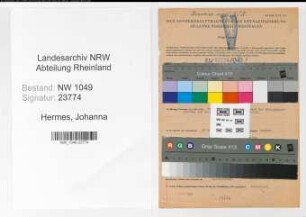 Entnazifizierung Johanna Hermes , geb. 02.05.1915 (Laborantin)