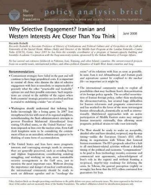 Why selective engagement? : Iranian and Western interests are closer than you think