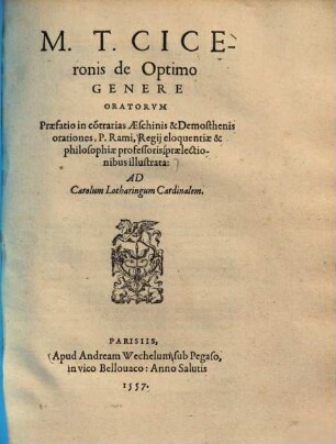 M. T. Ciceronis de optimo genere oratorum