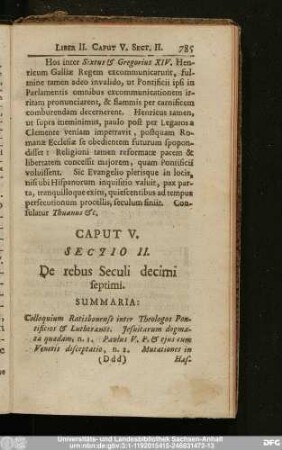 Sectio II. De rebus Seculi decimi septimi.