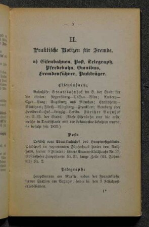 II. Praktische Notizen für Fremde.