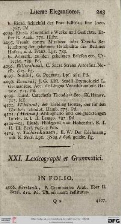 XXI. Lexicographi et Grammatici