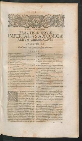Pars Secunda Practicae Novae Imperialis Saxonicae Rerum Criminalium. Quaestio LI. - LX.
