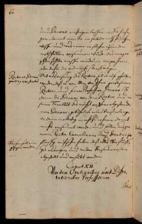 XII. Von den Orationibus und Disputationibus Professorum.