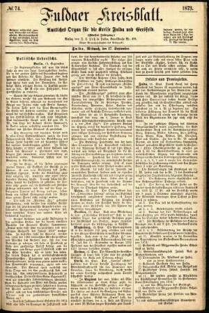Ausgabe vom Mittwoch, den 17. September 1873.