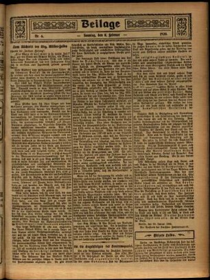 Zweite Ausgabe vom Sonntag, den 08. Februar 1920.