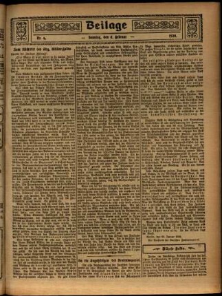 Zweite Ausgabe vom Sonntag, den 08. Februar 1920.