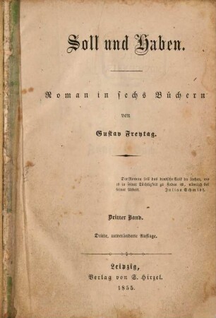 Soll und Haben : Roman in sechs Büchern, 3