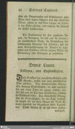 Drittes Capitel. Asthma, oder Engbrüstigkeit