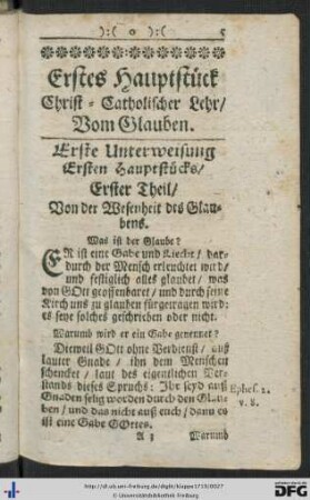 Erstes Hauptstück Christ-Catholischer Lehr. Vom Glauben.