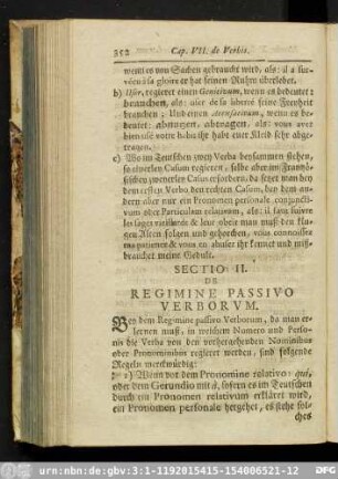 Sectio II. De Regimine Passivo Verborum.