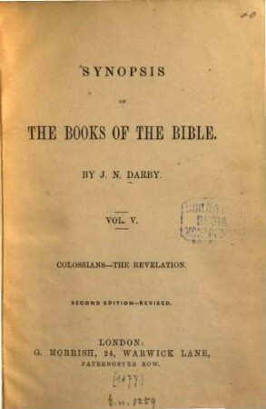 Synopsis of the books of the Bible. 5