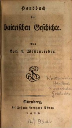 Handbuch der baierischen Geschichte