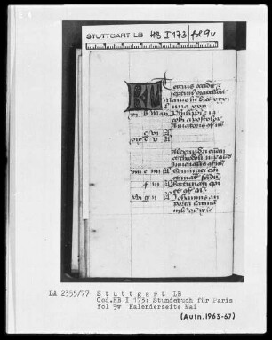 Lateinisches Stundenbuch — KL-Ligatur, Folio 9verso