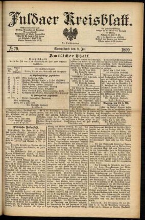 Erste Ausgabe vom Samstag, den 08. Juli 1899.