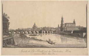 Dresden vom rechten Elbufer unterhalb der Augustusbrücke