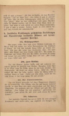 b. Anekdoten, Erzählungen, geschichtliche Darstellungen und Charakterzüge berühmter Männer und hervorragender Herrscher