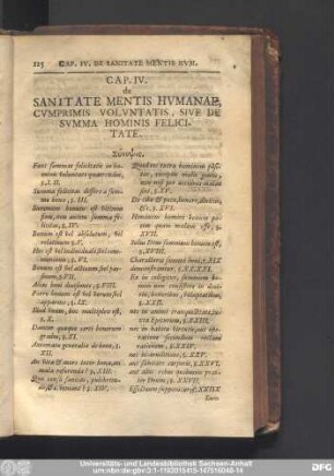Cap. IV. de Sanitate Mentis Humanae, Cumprimis Voluntatis, Sive De Summa Hominis Felicitate.