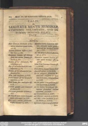Cap. IV. de Sanitate Mentis Humanae, Cumprimis Voluntatis, Sive De Summa Hominis Felicitate.