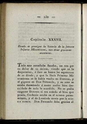 Capítulo XXXVII. Donde se prosigue la historia de la famosa Infanta Micomicona, con otras graciosas aventuras