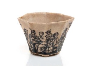 Chinesische Schale bemalt im Stil niederländischer Bildvorlagen