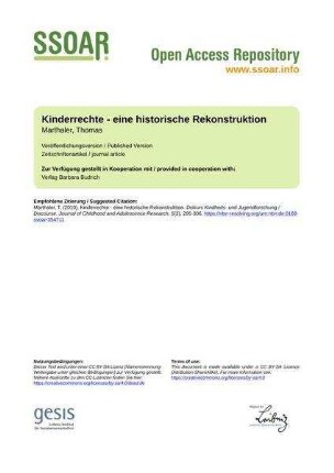 Kinderrechte - eine historische Rekonstruktion