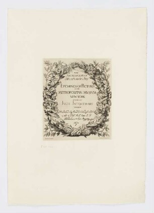 Kranz, Titelblatt der Folge "Radierungen von Bildern im Metropolitan Museum, New York"