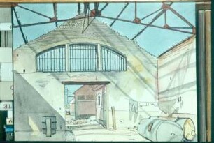 Zerstörtes Gebäude (in Frankreich). Pinsel, Wasserfarben, Tusche, Feder (1947/1948; H. Rose)