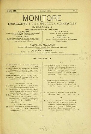 Monitore di legislazione e giurisprudenza commerciale : il casaregis, 3. 1877