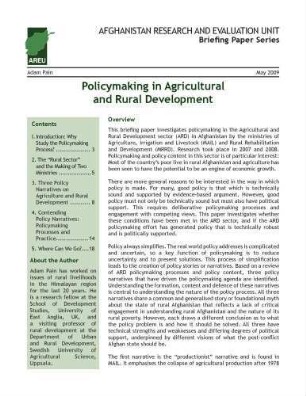 Policymaking in agriculture and rural development