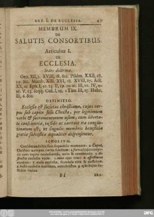 Articulus I. De Ecclesia.