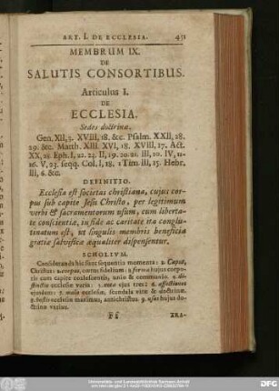 Articulus I. De Ecclesia.